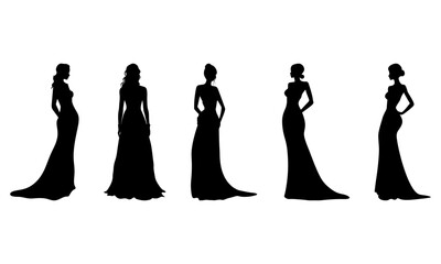 Silhouettes of stylish Women - Set of 5