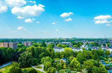 View of Mühlheim an der Ruhr. City in the Ruhr area.