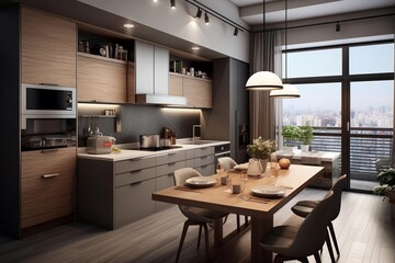 luxury designed kitchen in a small apartment