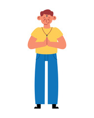 catholic boy praying illustration