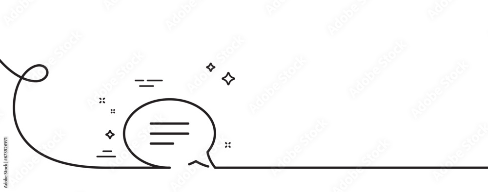 Poster chat line icon. continuous one line with curl. speech bubble sign. communication or comment symbol. 