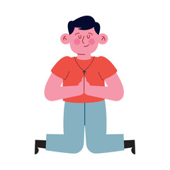 catholic man praying illustration