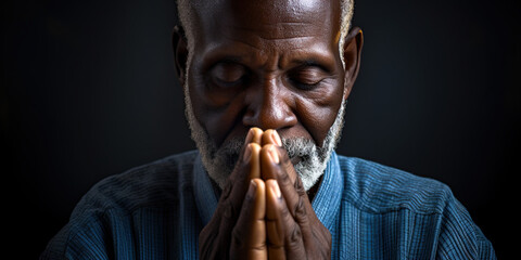 Man praying. Spirituality and religious concept. Ai Generative - obrazy, fototapety, plakaty