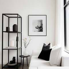 Minimalist Black and white interior design photography | Livingroom | Frame Mockup | 