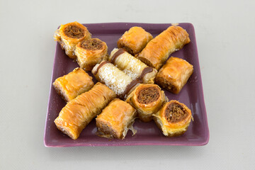 Turkish Dessert Sobiyet  Baklava, kadayif,  mussels baklava and classic baklava with Pistachio ....
