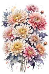 Fototapeten Bouquet of flowers watercolor illustration, ai generated, hand painted, romantic art. © Panda design