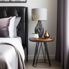 side table, bedroom, interior design