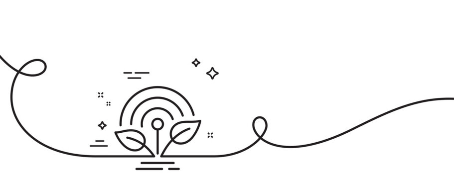 Incubator line icon. Continuous one line with curl. Incubate business sign. Startup technology symbol. Incubator single outline ribbon. Loop curve pattern. Vector