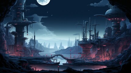 futuristic 2d game platformer background 