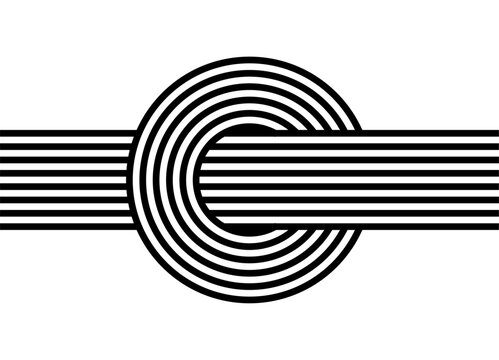 Striped vector pattern of parallel black lines on a white background in retro style. Design element for wall art, covers, advertising, interior decor. Black and white vector background.