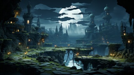 futuristic 2d platformer background 