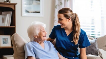 Nurse or Physical therapist person visit Elderly patients at home