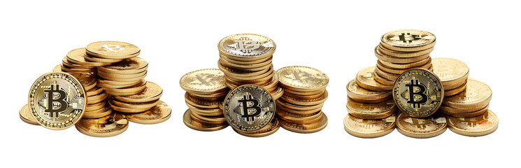 Bitcoin isolated on white background, transparent PNG background, Generative Ai