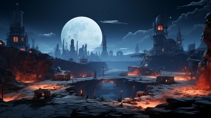 Fototapeta premium futuristic 2d platformer background 