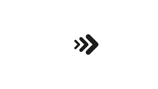 Animated black arrow on white background