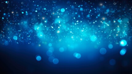 Blue Gala Background. Festive Bokeh Lights in Glittering Blue and Black Colors for Events and Christmas Stars. - obrazy, fototapety, plakaty