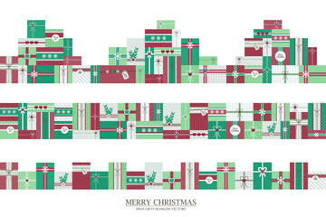 Christmas gifts seamless border set