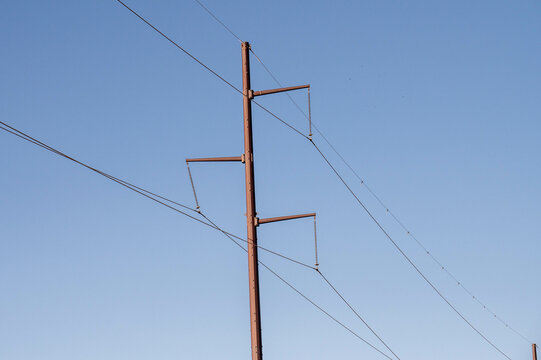 power lines on a sky