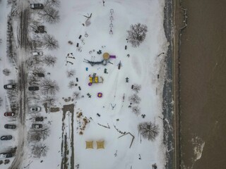 Cold winter day in Spencer Smith Park in Burlington, Ontario, Canada