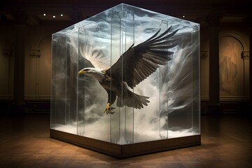 a warped enclosure depicting freedom idea. Generative AI