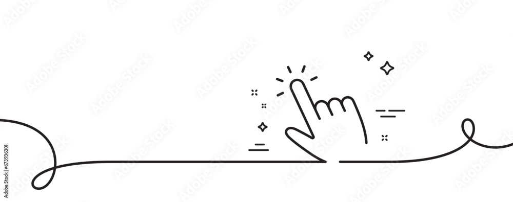 Aufkleber hand cursor line icon. continuous one line with curl. click action sign. finger pointer symbol. curs