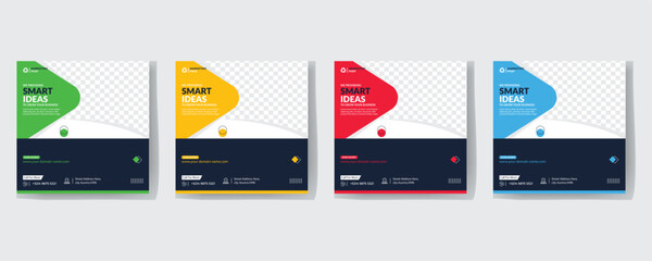 Modern Creative Corporate Business marketing agency promotion social media post template. Editable square banner design with place for the photo