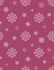 White snowflakes on red background seamless pattern for continuous replicate.