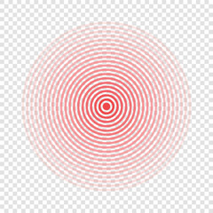 Red rings. Symbol of physical pain concept. Medical design. Spot pain. Vector illustration. Isolated on transparent background.