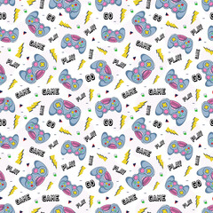 Gaming seamless pattern design. Retro Games Pattern. Awesome Gaming Controller Illustration