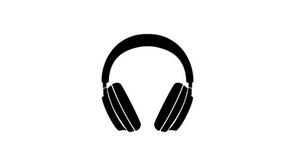 Headphones earphones, black isolated silhouette