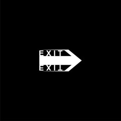 Exit sign icon isolated on black background 