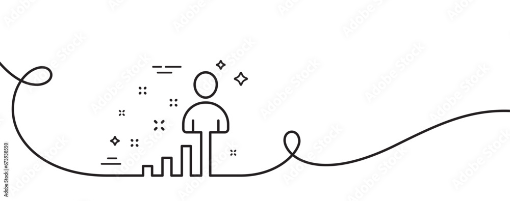 Poster stats line icon. continuous one line with curl. business management sign. best employee symbol. stat