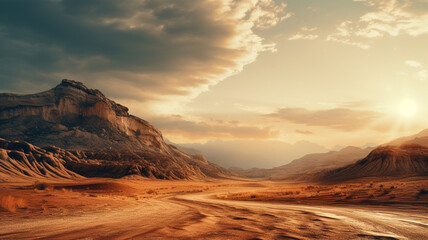 Naklejka premium sunset in the mountains