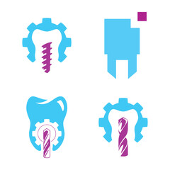 Dental Care Implant Clinic Surgery Vector Logo Graphic Set of Four