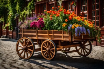 cart with flowers