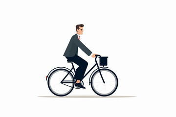 Obraz premium Vector of a man riding a bicycle on a white background