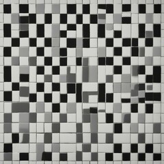 A ceramic tile floor pattern with a square shape and a black and white tone 