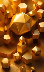 Geometric abstraction of polygons on raised background with golden elements, Generative AI