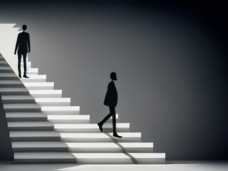 person walking on stairs