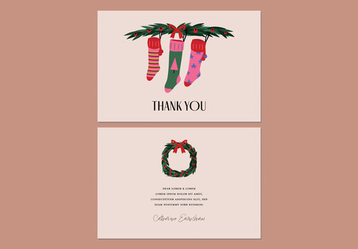 Holiday Thank You Card with Back Design