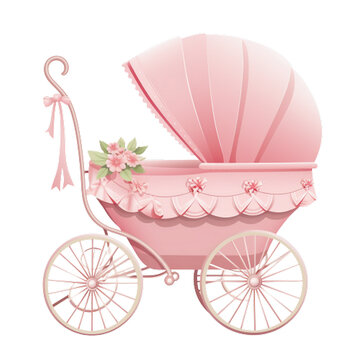 recommend clip art: Watercolor baby Stroller Clipart, Generative AI