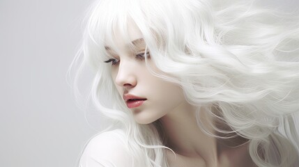 Isolated white hair with a soft, ethereal quality