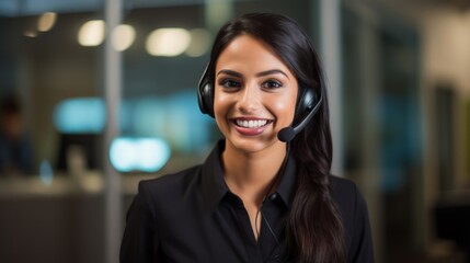 A receptionist using a headset for efficient communication