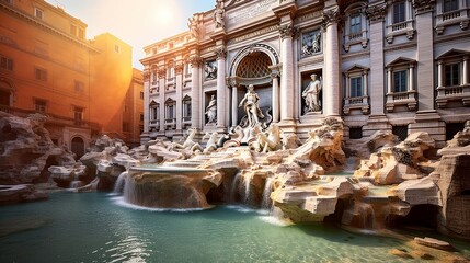 Rome, Italy's Fountain di Trevi - obrazy, fototapety, plakaty