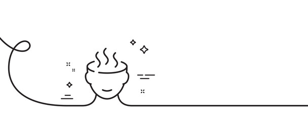 Stress line icon. Continuous one line with curl. Anxiety or Think worry sign. Mental health symbol. Stress single outline ribbon. Loop curve pattern. Vector