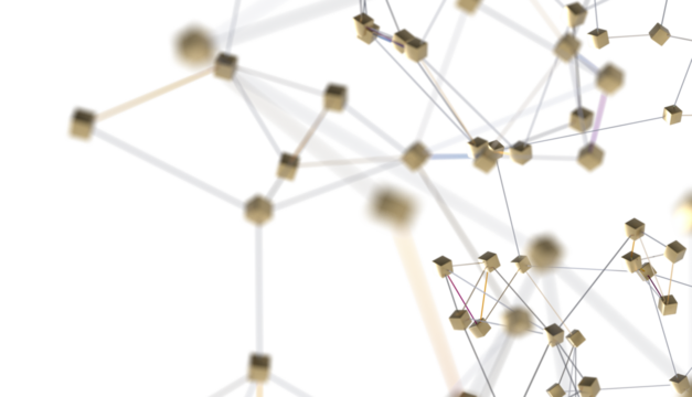Abstract 3d rendering of network concept. Modern background. Futuristic shape with spheres and lines. Design for poster, cover,