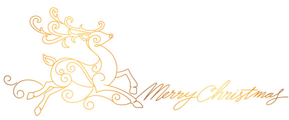 merry christmas line art lettering with gold line vector eps