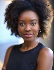 Beauty portrait of a cool, good-looking African American girl with Afro hair 