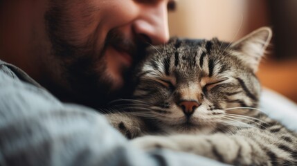 A loving chin rub from a cat to its human companion