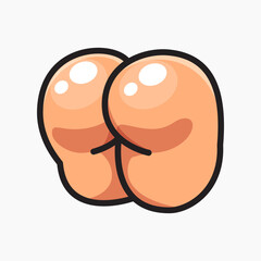 A cute naked butt. Isolated Vector Illustration